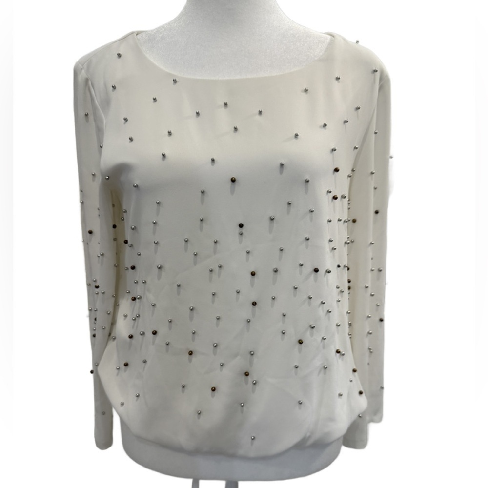 Alfani Ivory Beaded Women's Blouse. PS